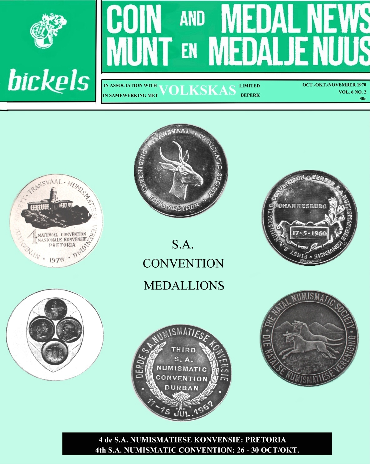 Bickels Coin & Medal News October November 1970 Vol 6 No 2
